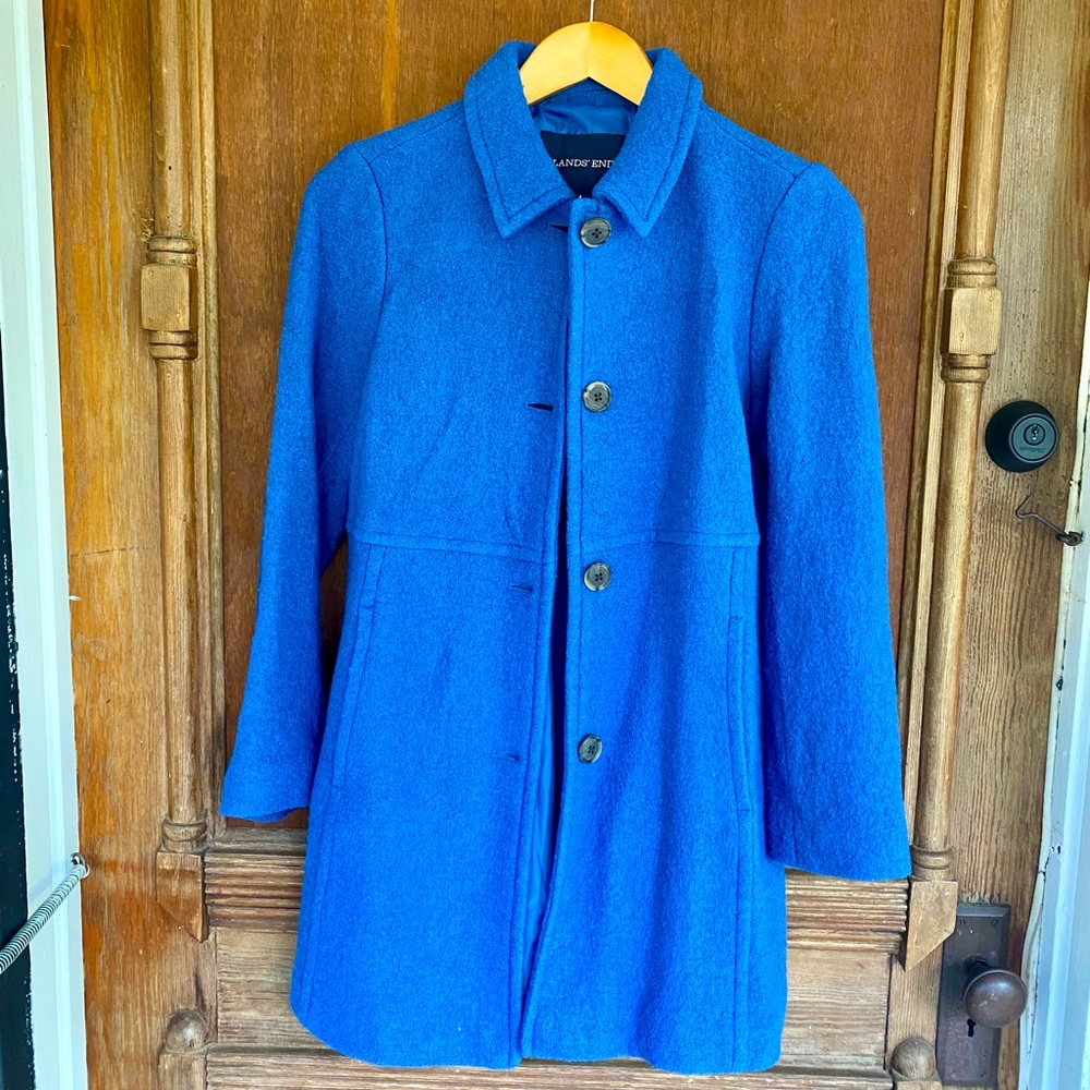 Land’s End wool blue coat